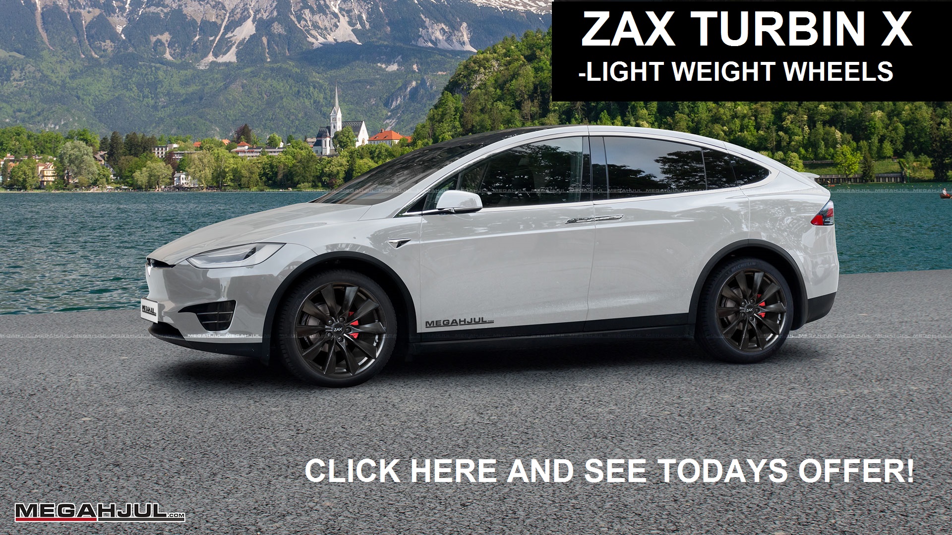 Tesla X med Zax Turbin X montert med superdekket Winrun R330